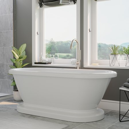 CAMBRIDGE PLUMBING Acrylic Double Ended Pedestal Bathtub 70" X 30" with Continuous Rim ADE-PED-NH